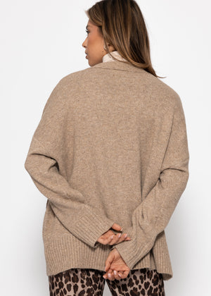 Oversize Cardigan mit Taschen - taupe