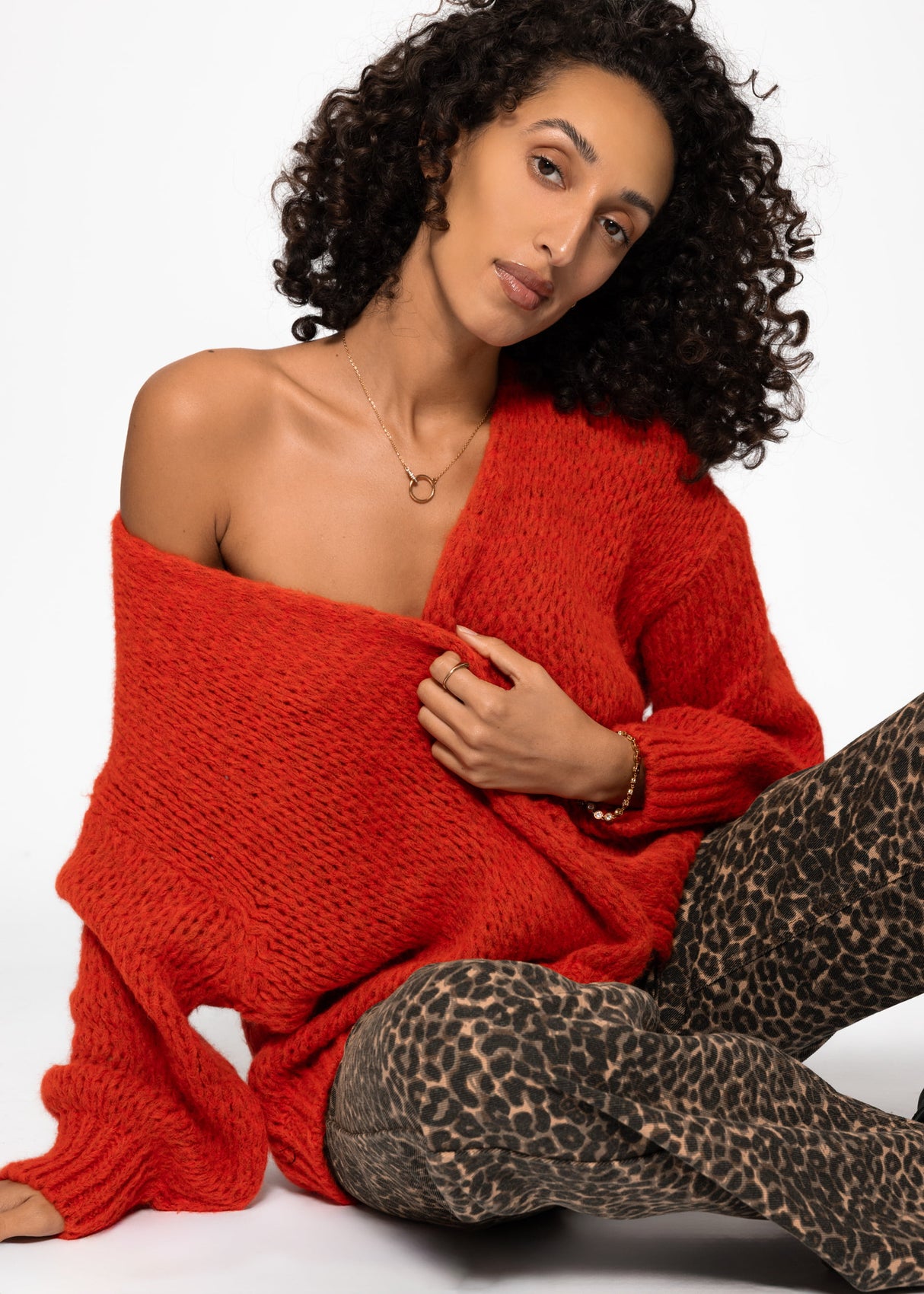 Oversized cardigan - red