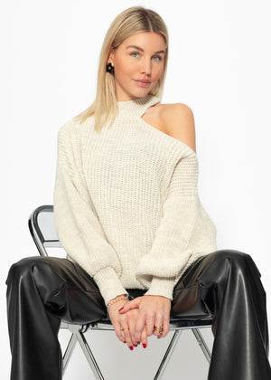 Oversize cut-out sweater - beige