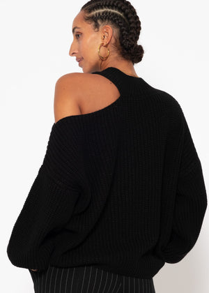 Oversize cut -out sweater - black
