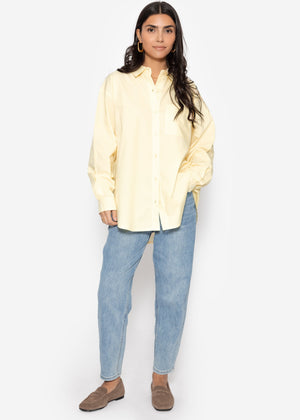 Oversize Hemdbluse mit Brusttasche - buttergelb