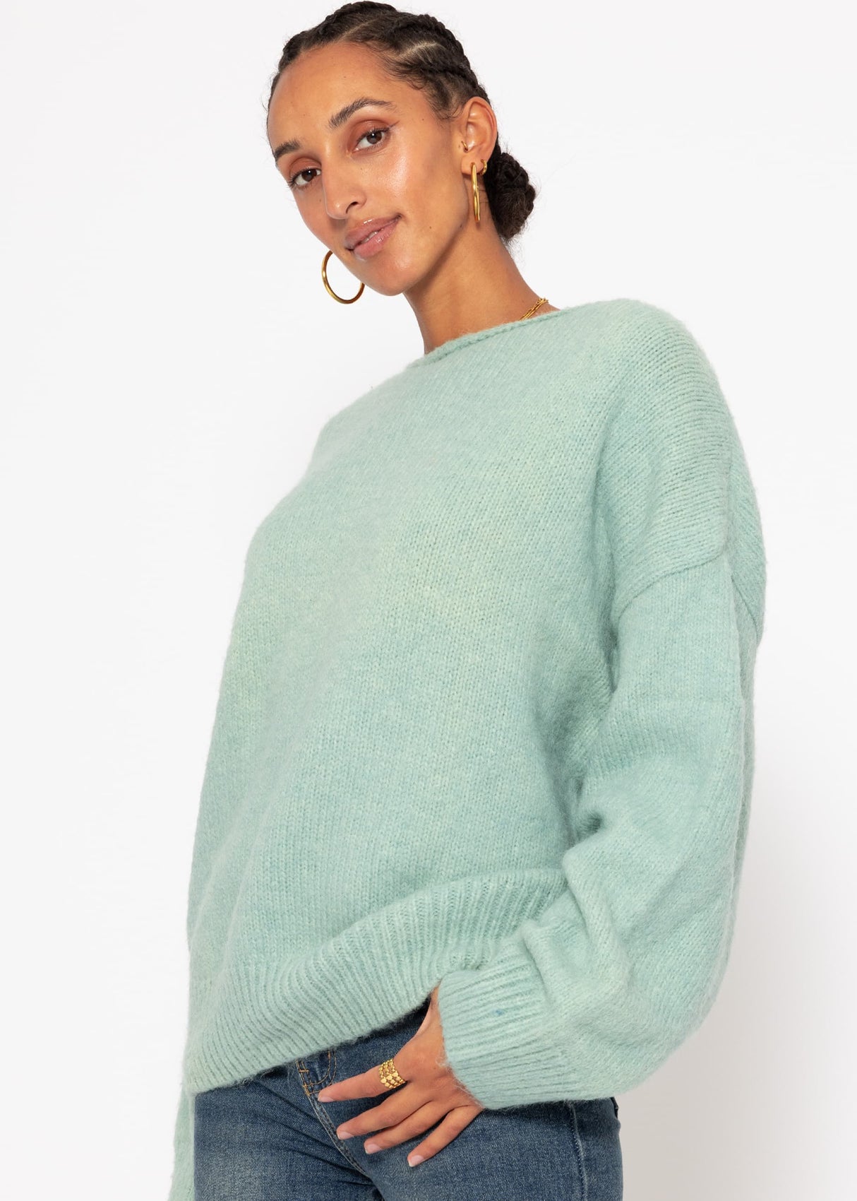 Oversize Pullover - aquagrün