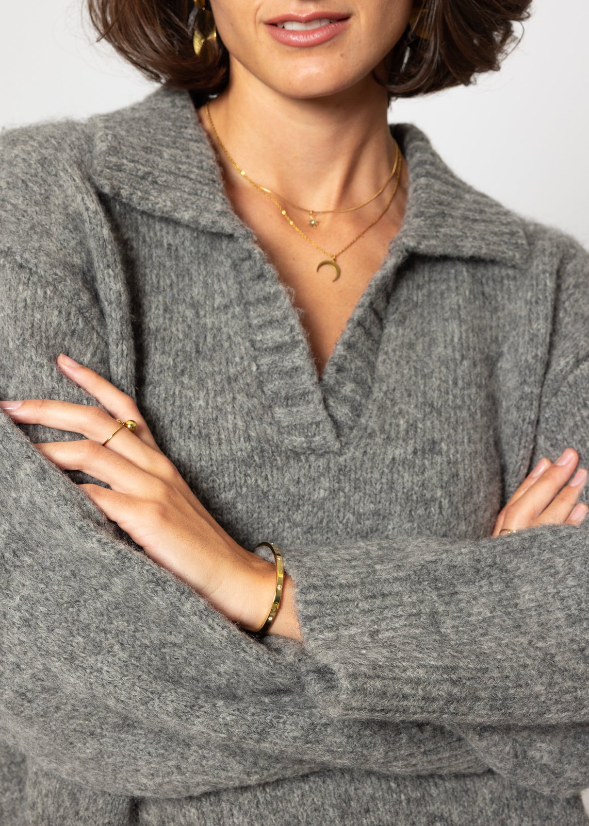 Oversized collared sweater - grey