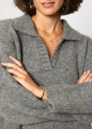 Oversized collared sweater - grey