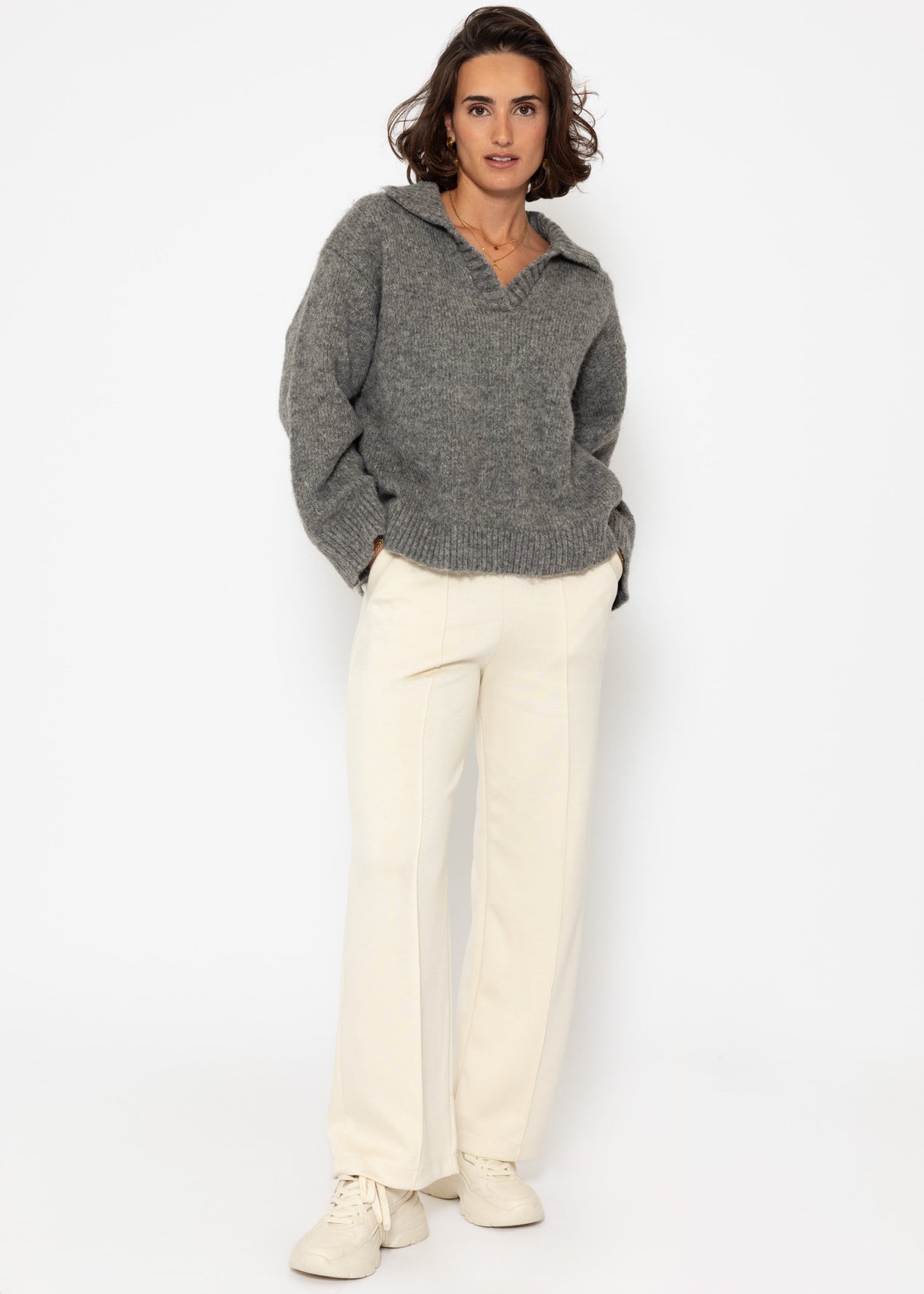 Oversized collared sweater - grey