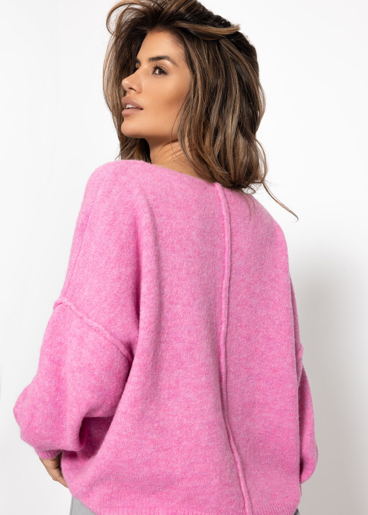 Oversize Pullover mit Rückennaht - pink