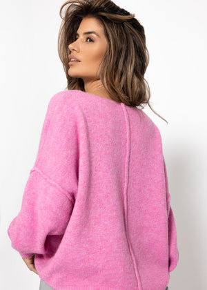 Oversize Pullover mit Rückennaht - pink