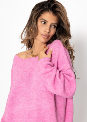 Oversize Pullover mit Rückennaht - pink