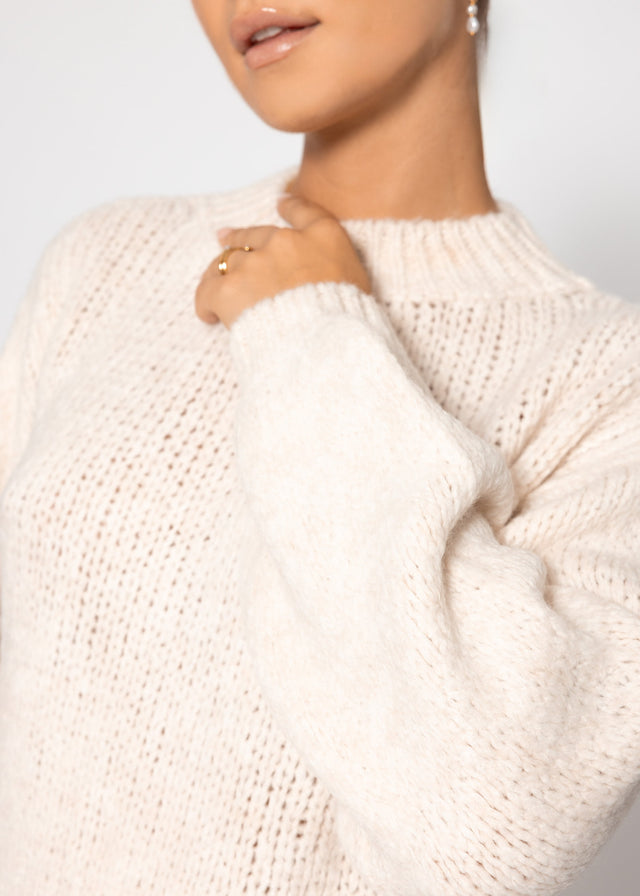 Oversize Pullover mit Rundhals-Ausschnitt - offwhite