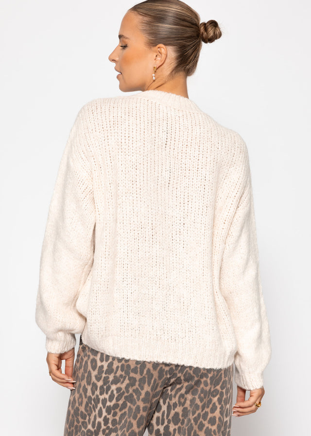 Oversize Pullover mit Rundhals-Ausschnitt - offwhite