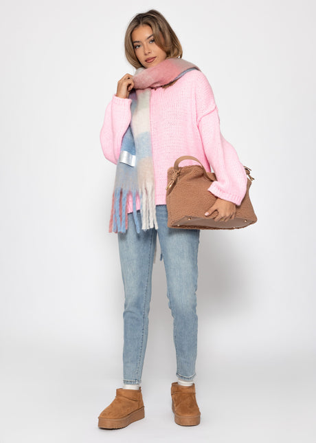 Oversized crew neck jumper - rose