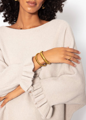 Oversize Pullover mit U-Boot Ausschnitt - taupe