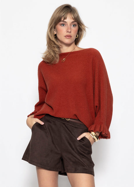 Oversize Pullover mit U-Boot Ausschnitt - rost
