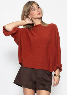 Oversize Pullover mit U-Boot Ausschnitt - rost