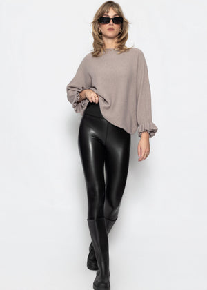 Oversize Pullover mit U-Boot Ausschnitt - taupe