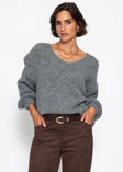 Oversize Pullover mit V-Ausschnitt - dunkelgrau
