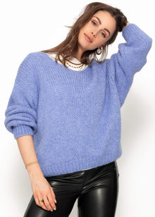 Oversize Pullover mit V-Ausschnitt - flieder