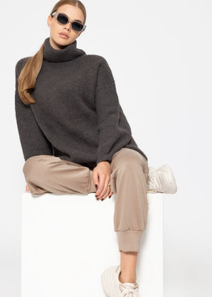 Oversized turtleneck sweater - anthracite