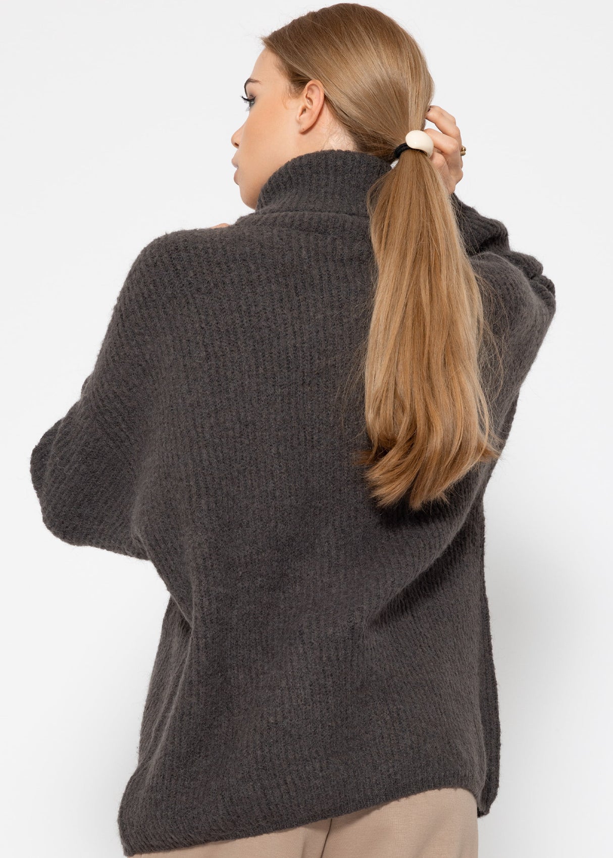 Oversized turtleneck sweater - anthracite