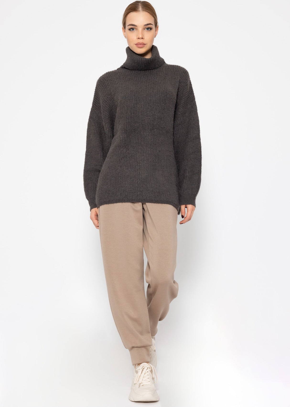 Oversized turtleneck sweater - anthracite