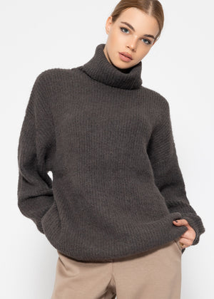 Oversized turtleneck sweater - anthracite