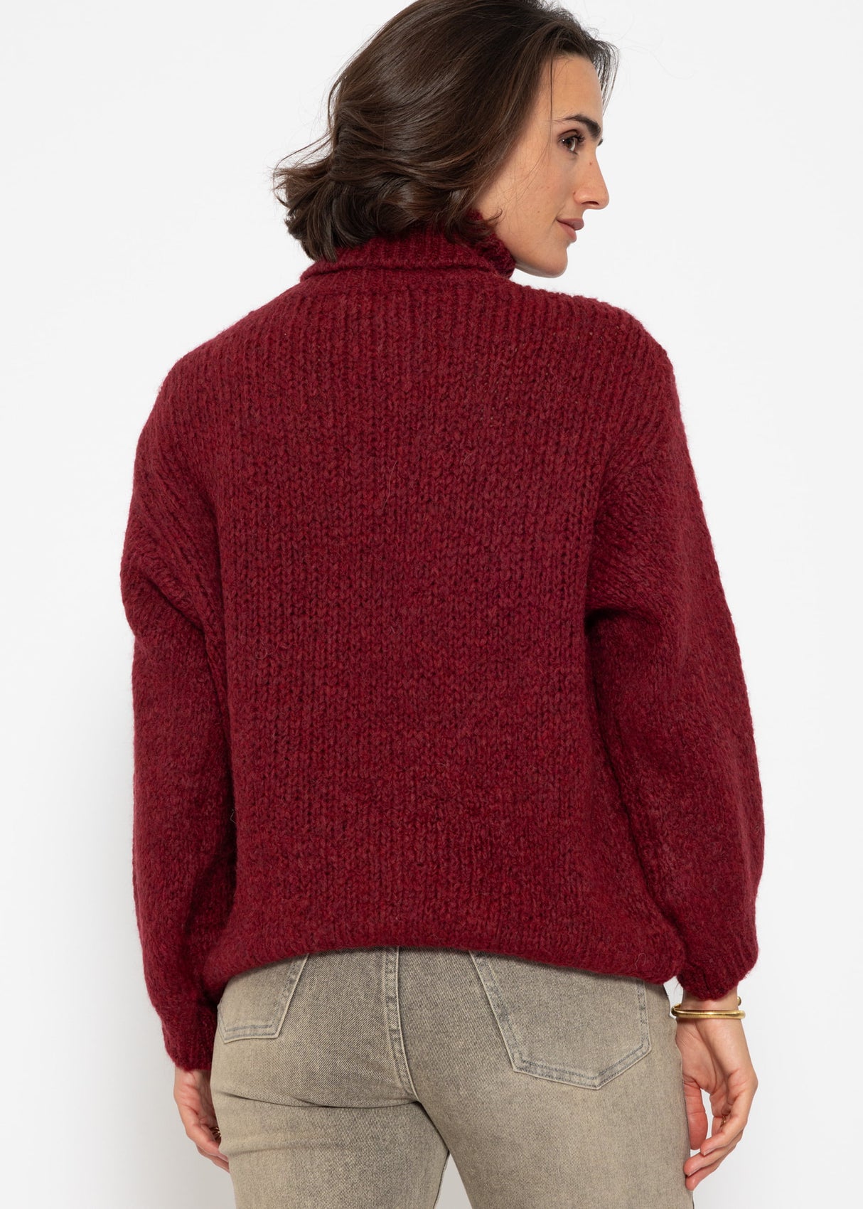 Oversized turtleneck sweater - burgundy