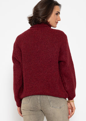 Oversized turtleneck sweater - burgundy