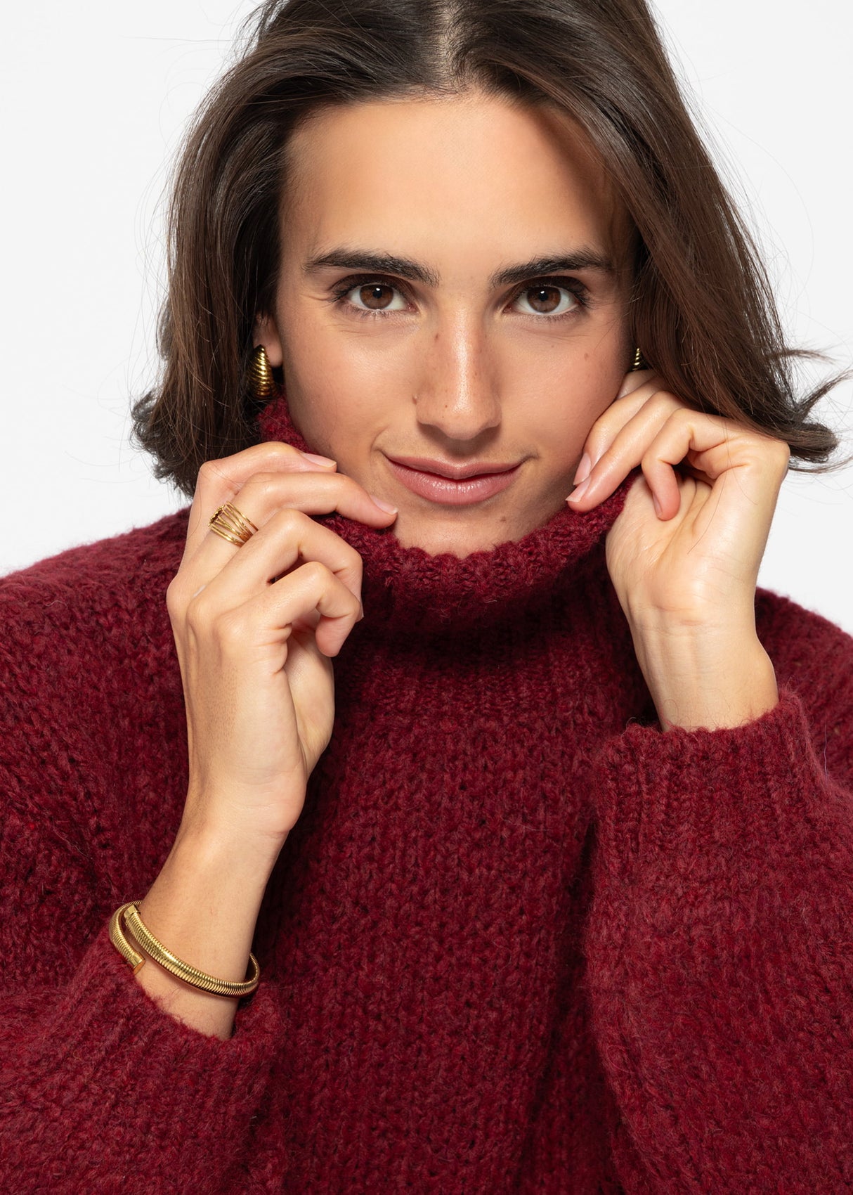 Oversized turtleneck sweater - burgundy