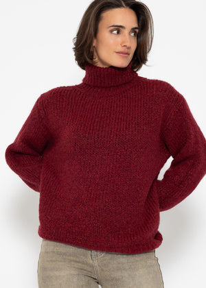 Oversized turtleneck sweater - burgundy