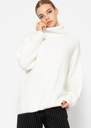 Oversize turtleneck sweater - off-white