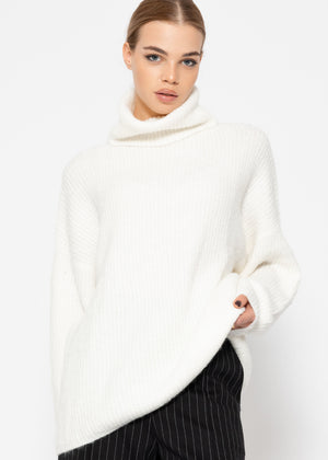 Oversize turtleneck sweater - off-white