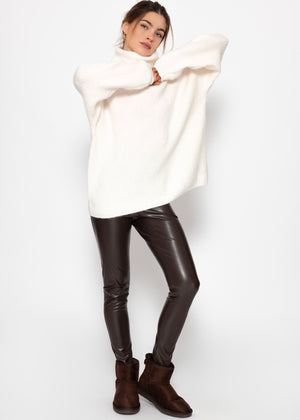 Oversize Rollkragenpullover - offwhite