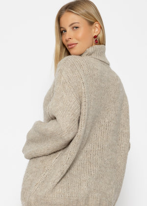 Oversized turtleneck sweater - beige