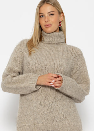 Oversized turtleneck sweater - beige