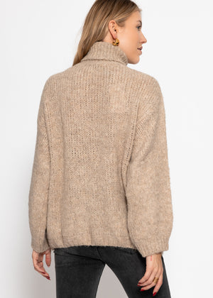 Oversized turtleneck sweater - beige