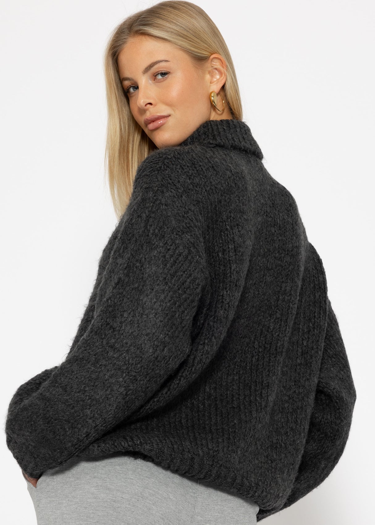 Oversized turtleneck sweater - dark grey