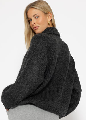 Oversized turtleneck sweater - dark grey