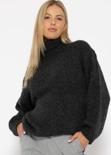 Oversized turtleneck sweater - dark grey