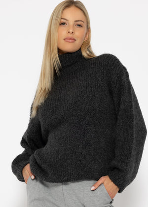 Oversized turtleneck sweater - dark grey