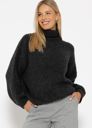 Oversized turtleneck sweater - dark grey