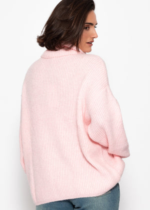 Oversize turtleneck sweater - pink