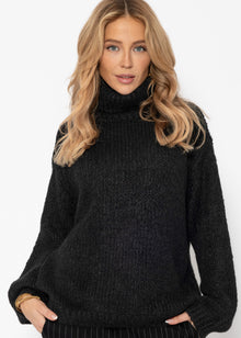 Oversized turtleneck sweater - black