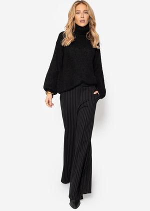 Oversized turtleneck sweater - black