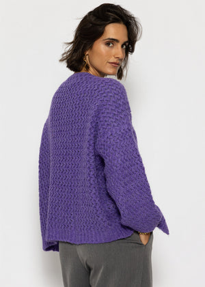 Oversize Strick-Cardigan mit Strukturmuster - lila