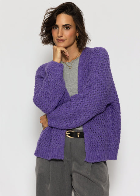 Oversize Strick-Cardigan mit Strukturmuster - lila