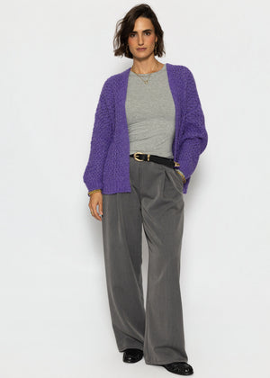 Oversize Strick-Cardigan mit Strukturmuster - lila