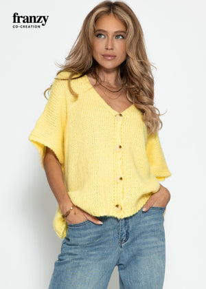Oversize knitted vest - butter yellow