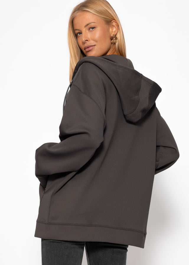 Oversized hooded sweat jacket - grey