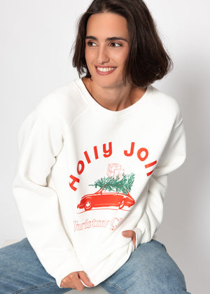 Oversized sweatshirt with X-MAS print - Off-white