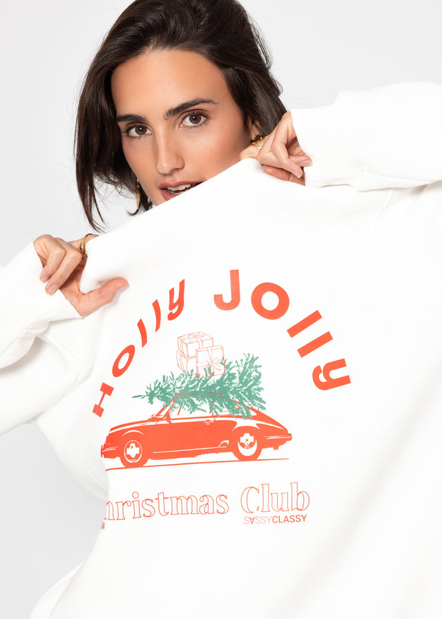 Oversized sweatshirt with X-MAS print - Off-white